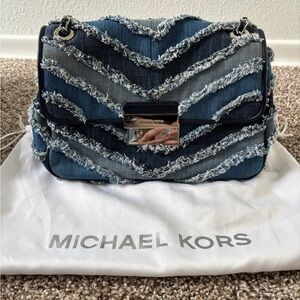 Michael Kors Blue Chevron Shoulder Bag